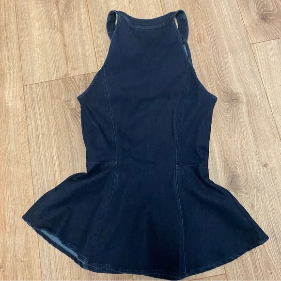 Guess Zip Front Denim PeplumTop - Picture 3 of 6